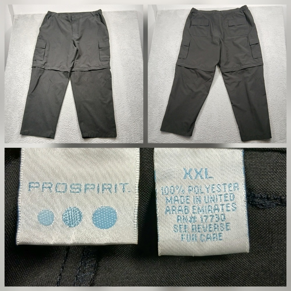 ProSpirit Convertible Cargo Pants Mens XXL Gray Zip‎ Off Utility Hiking